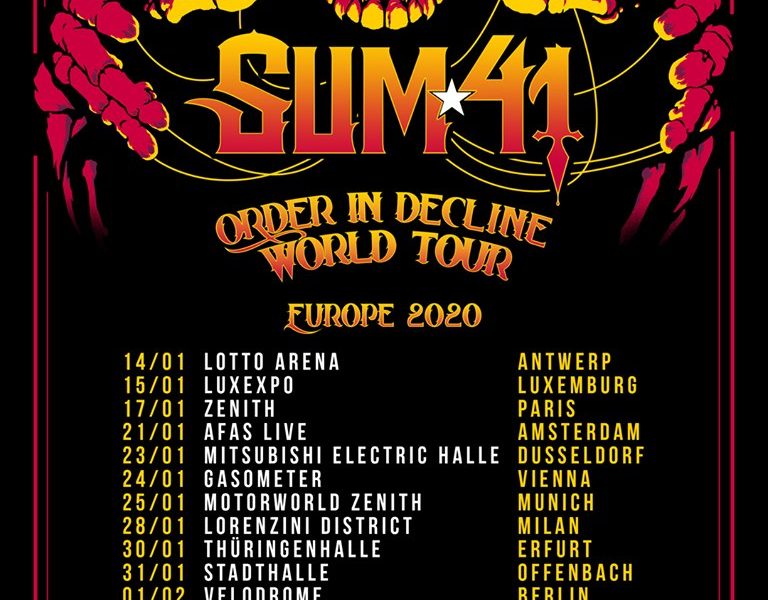 Sum 41 tornano in Europa a gennaio 2020: tutte le info