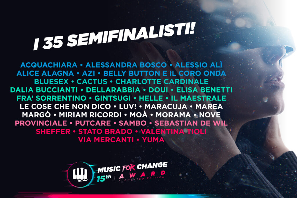 MUSIC FOR CHANGE  ANNUNCIATI I 35 SEMIFINALISTI