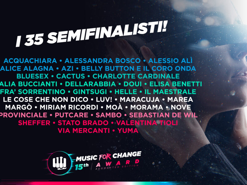 MUSIC FOR CHANGE: annunciati i 35 SEMIFINALISTI